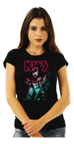 Polera Mujer Kiss Gene Simmons Blood Live Rock Impresión Dir