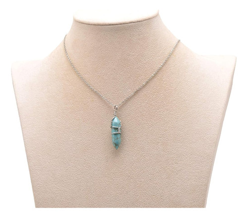 Collar Colgante De Chakra Turquesa Hexagonal Hecho A Mano