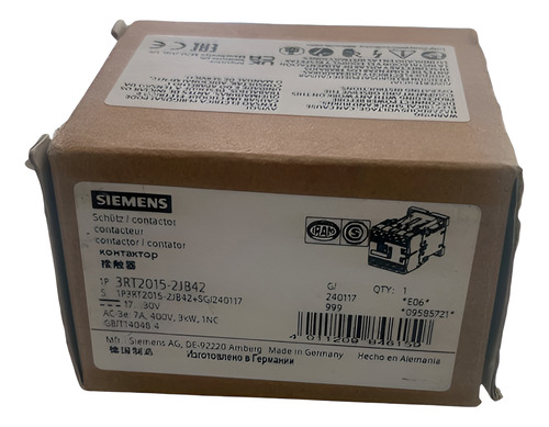 3rt2015-2jb42 Contactor De Potencia, Ac-3e/ac-3, Siemens