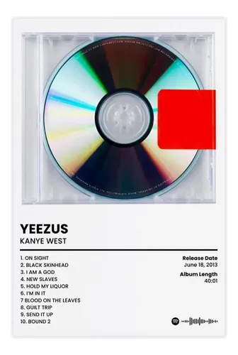 Kanye West Capa Pôster Yeezus Álbum Tela Pôster Arte De