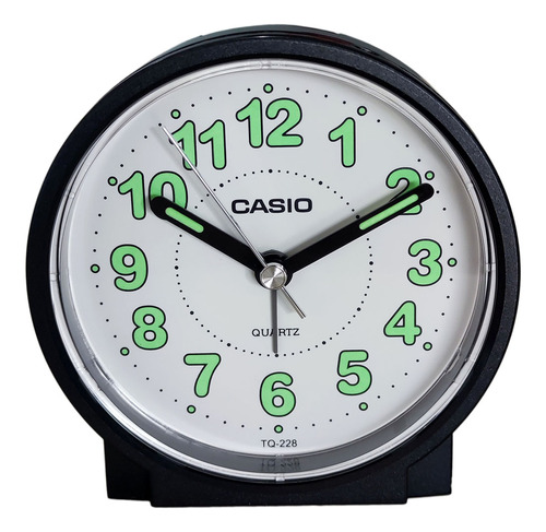 Reloj despertador analógico Casio Tq-228, color negro