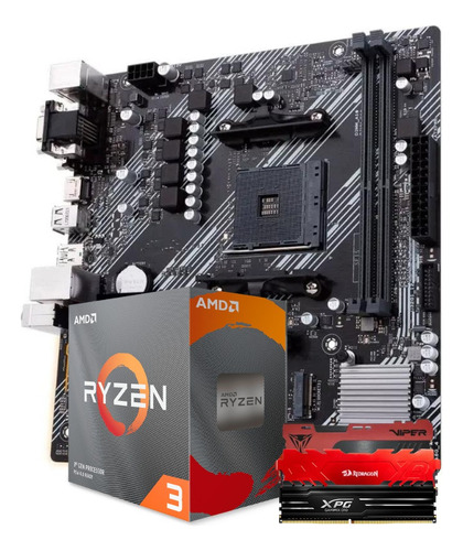 Kit Total Info Ryzen 5 5300g + A520m + 8gb Ddr4 Cor Preto