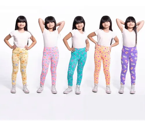 Kit 05 Cal a Legging Infantil Juvenil Leg Estampada Atacado