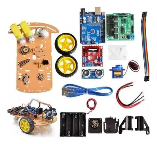 Kit Completo Chasis Robot 3 Ruedas V3 Compatible Con Arduino