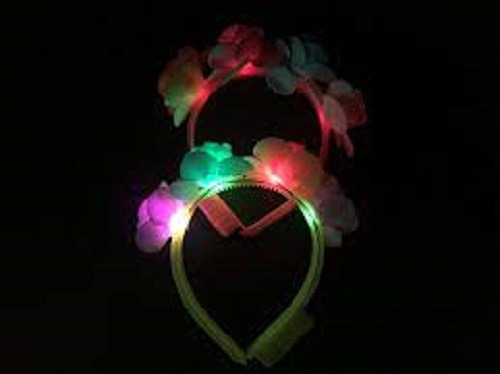 Imagen 3 de 3 de Vincha Flor Goma Eva Luminosa Led Cotillon Tiara Corona X 10