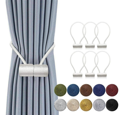 6pcs Alzapaños Magnéticos Para Cortinas Cuerda De Cortina