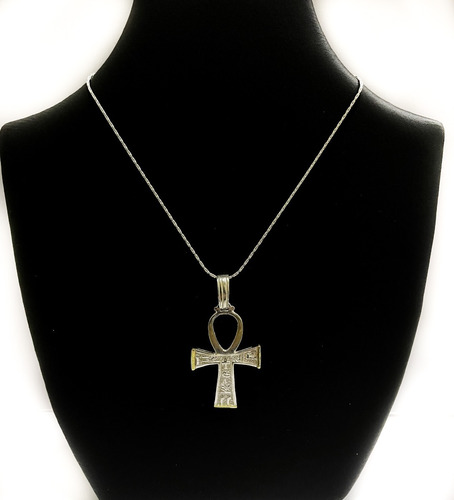 Conjunto Cadena Y Cruz Egipcia Plata 925 Y Oro 