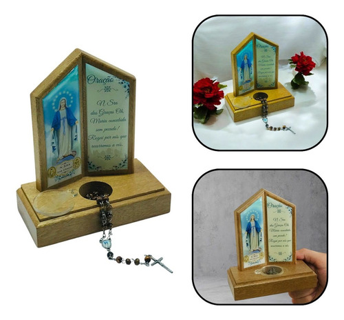 Oração De Mesa Com Porta Terço Nossa Senhora Das Graças