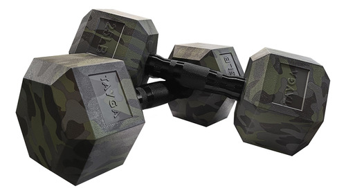 Par Mancuerna Hexagonal Pvc 25lb Tayga Camuflaje (11.25 Kg) Color Negro