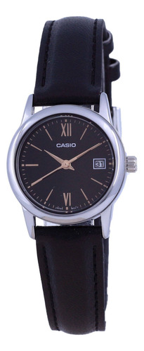 Reloj Casio Ltp-v002l-1b3 Para Mujer Esfera Negra De Acero