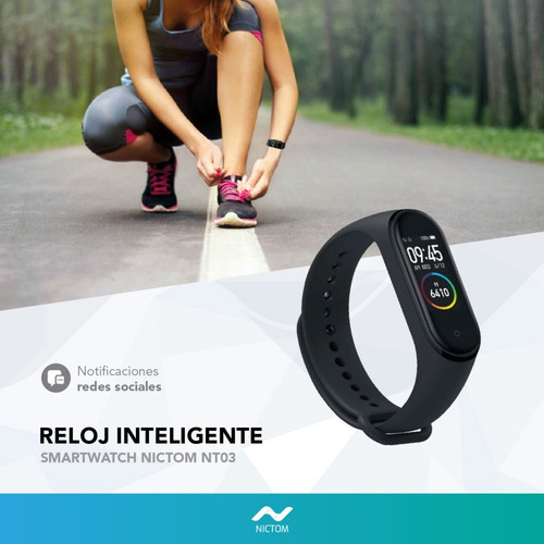 Imagen 2 de 5 de Smartwatch Nictom Nt03 Sumergible Negro