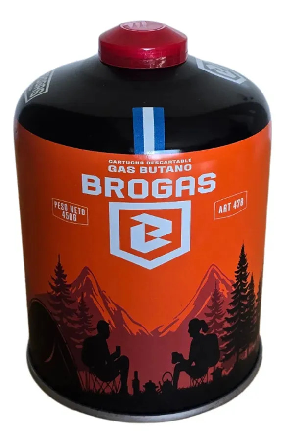 Cartucho Gas Butano Brogas 450gr A Rosca Descartable Camping