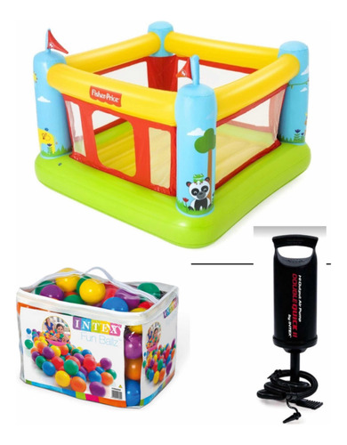 Brincolín Fisher Price + 100 Pelotas + Bomba Manual Edad 2-6