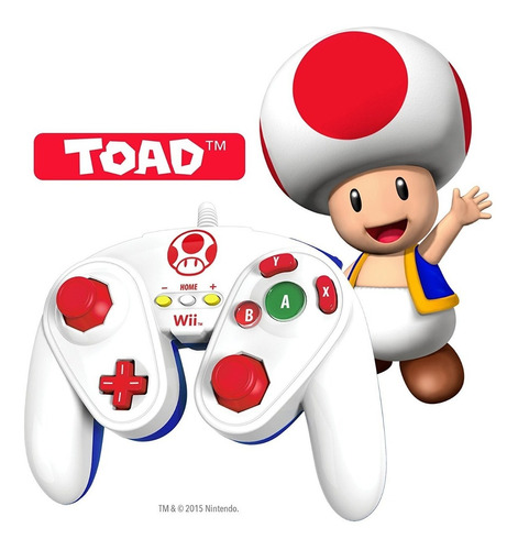 Controle Wired Fight Pad Wii U Lacrado Mario Peach Toad