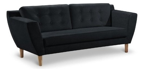 Malow Sofá 3 Personas Estilo Moderno Tela Color Negro Diseño De La Tela Lino
