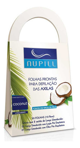 6cx Folhas Prontas Depilação Axilas Coco Nupill 20 Folhas