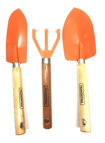 Pazinhas + Ancinho Kit Com 03 Peças Tramontina Cabo Madeira