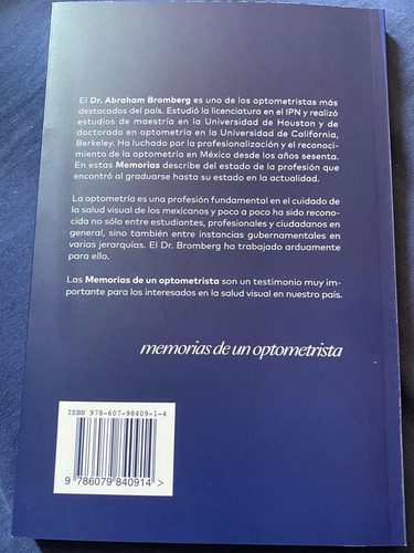 Libro Memorias De Un Optometrista Dr. Abraham Bromberg