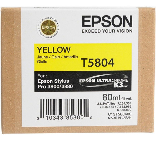 Cartucho De Tinta Epson T5804 Ultrachrome K3 Amarillo