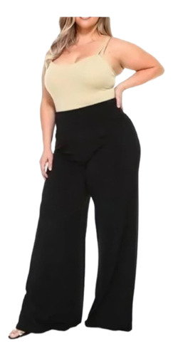 Pantalones Palazzos Negro Mujer Seda Fria Super Amplios Xxl