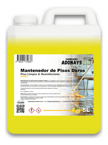 Mantenedor De Pisos Aroma A Limon 5 Litros 