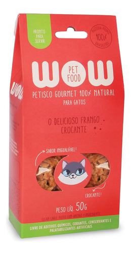 Petisco Natural Wow Pet Food De Frango Para Gatos 50g