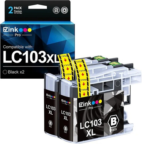 Ezink 103xl - 2 Cartuchos Tinta Negra Para Impresora Brother