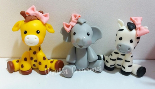 Imagen 6 de 8 de Animales De La Selva Adorno Para Torta Porcelana Fría