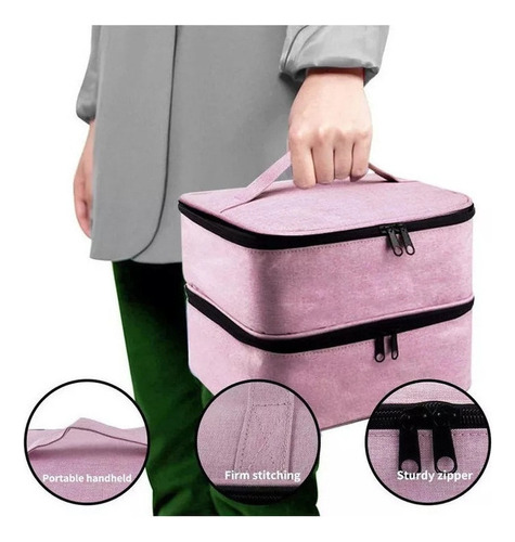 Bolsa De Almacenamiento De Esmalte De Uñas Rosa Portátil