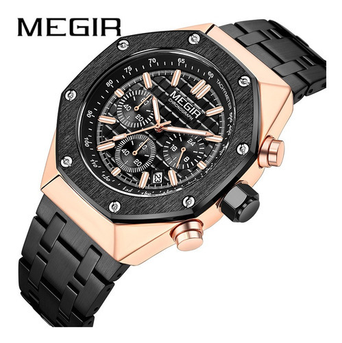 Relojes Megir De Cuarzo Inoxidable Impermeables Para Hombre Color Del Bisel Rose