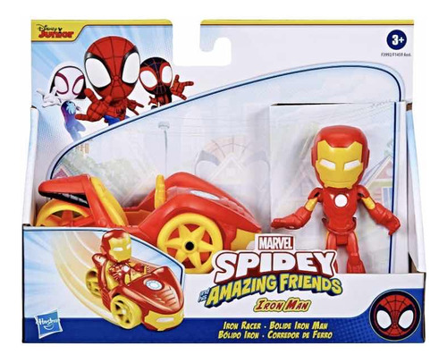 Muñeco Iron Man Y Carro Spidey Y Sus Amigos Marvel 10 Cm