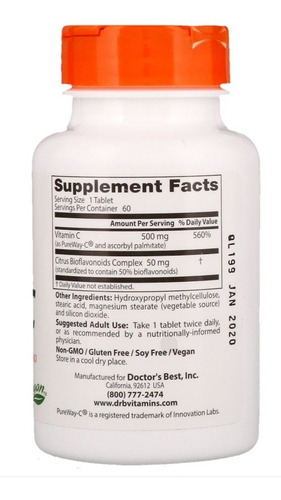 Vitamina C De Liberación Sost. 500 Mg X 60 Caps Pureway C