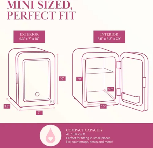 Mini Nevera Con Puerta Y Espejo Con Luz Led Regulable