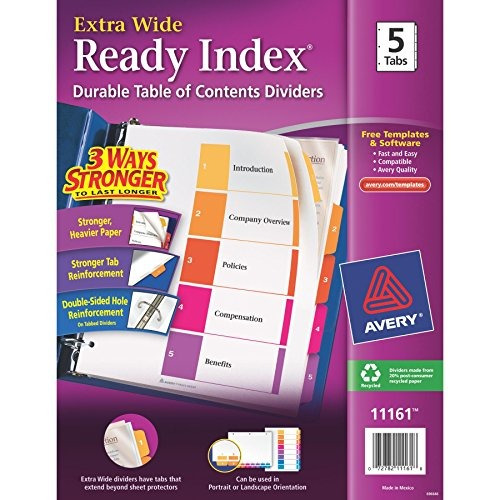 Avery (r) Extrawide  Ready Index (r) Tabla De Contenido