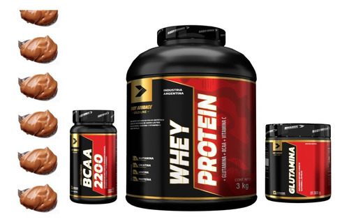 Whey Protein 3 Kg ( Proteína Pura ) + L - Glutamina + Bcaa 120 Comprimidos.  Body Advance