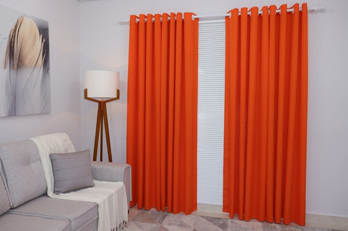 Cortina Veneza Dupla Oxford 4 Folhas 600x250 Sala/quarto Cor Laranja