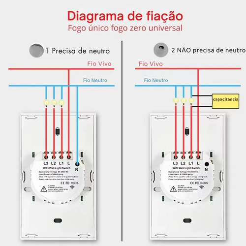 Interruptor Inteligente Touch Wifi Digital Smart 3 Botões