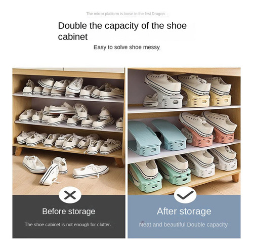 Organizador De Zapatos Ajustable De Doble Nivel Compacto Que