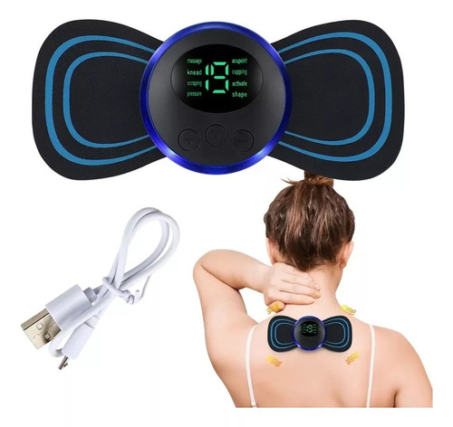 Mini Masajeador Eléctrico Estimulador Muscular Portátil Usb Color Azul