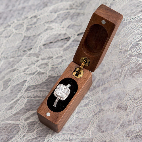 Caja De Anillos De Madera Para Compromiso, Propuesta Y Boda
