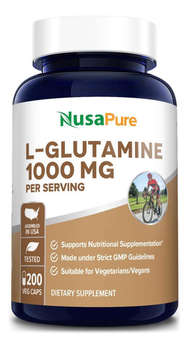 Nusapure L-glutamine 1000mg 200caps Circulación Digestión 