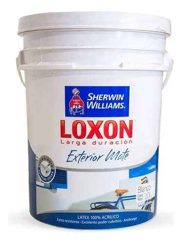 Sherwin Williams Loxon pintura latex exterior 20L color azul traful