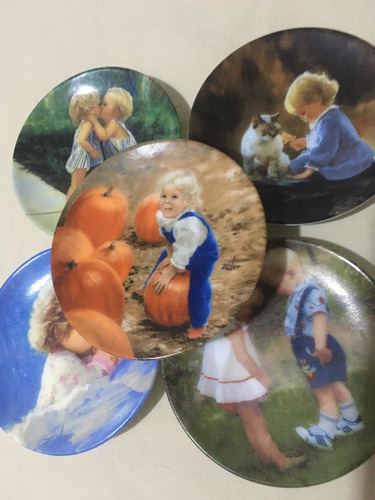 Platos De Porcelana Vintage De 8cm (5pza) Varios Modelos (Usado)