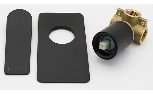 Imagen 3 de 5 de Monomando Regadera Rectangular Negro Mate Super Lujo