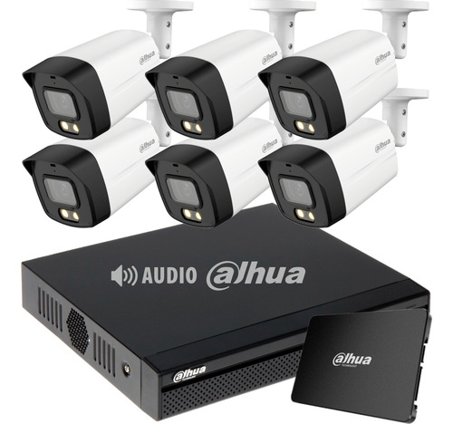 Kit 6 Camaras Seguridad Dahua Con Audio 1080p 2mp + 1tb