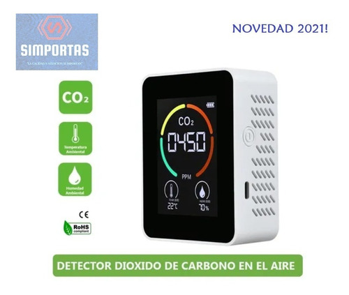 Detector Portátil Co2 Medidor Dióxido De Carbono Aire Stgo.