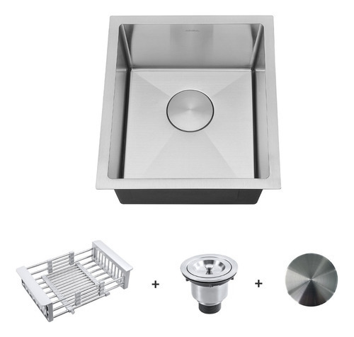 Kit Cuba Pia Cozinha Gourmet Arell Inox 35x40 + Acessórios Cor Escovado