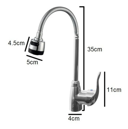 Imagen 3 de 7 de Griferia Cocina Canilla Monocomando Lluvia Chorro Flexible