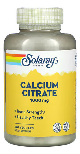 Solaray Citrato De Calcio 1000 Mg 120 Cápsulas Vegetales Sabor Sin Sabor