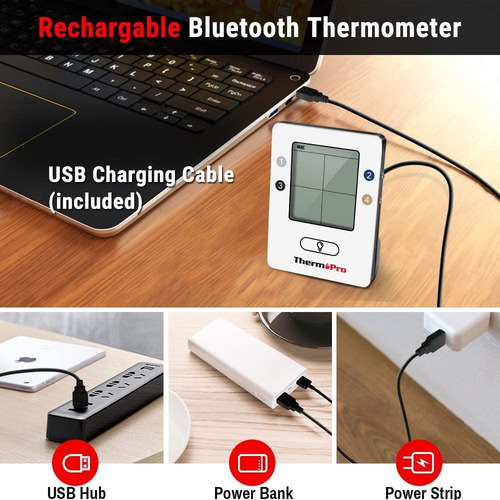 Termometro Bluetooth Thermopro Tp-25 4 Sondas Cocina Carne